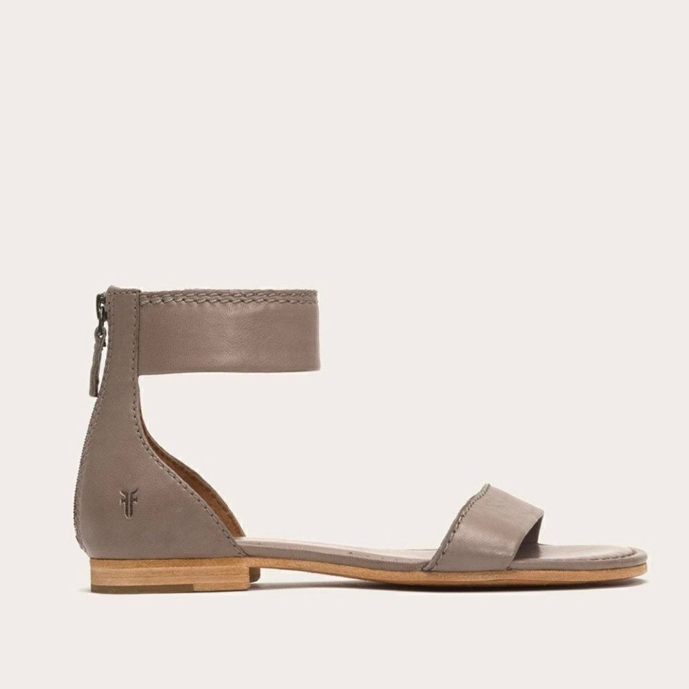 FRYE Carson Ankle Zip Sandal, size 8.5, Gray.
